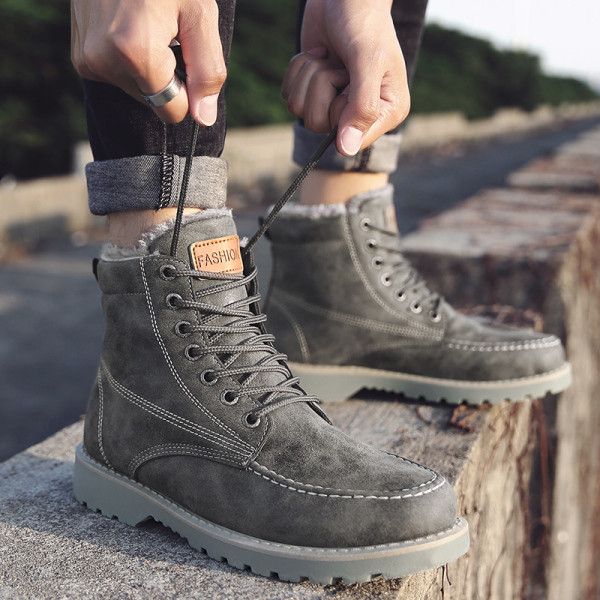 Νέο μοντέλο ανδρικά παπούτσια χειμερινά από οικολογικό σουέτ με ζεστή  επένδυση και κορδόνια