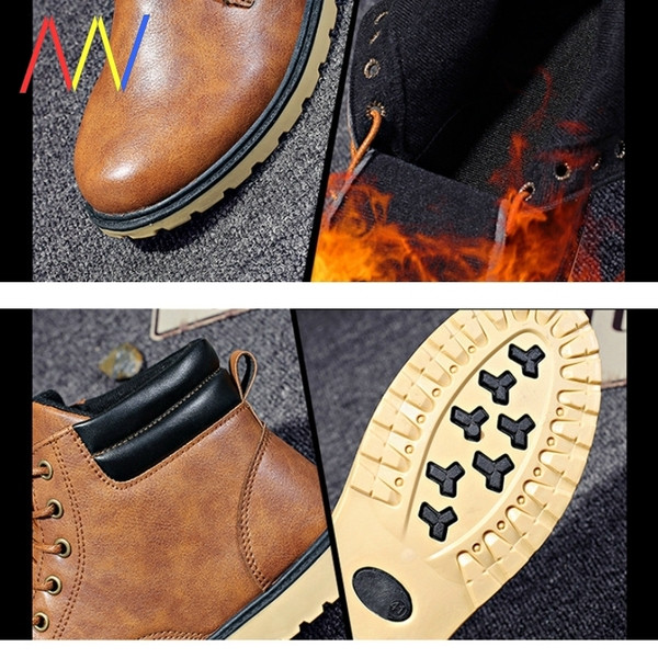 Casual ανδρικές μπότες για το χειμώνα με ζεστή επένδυση και κορδόνια