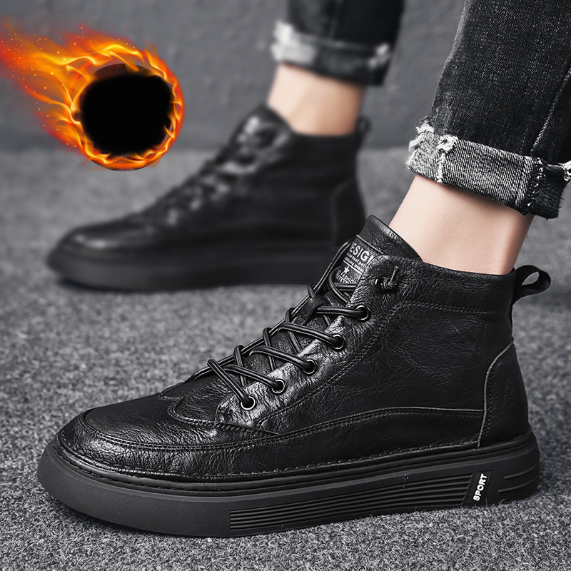 Férfi téli bőrcipő - meleg béléssel vagy anélkül