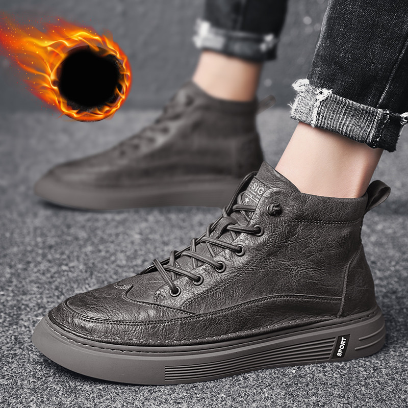 Férfi téli bőrcipő - meleg béléssel vagy anélkül