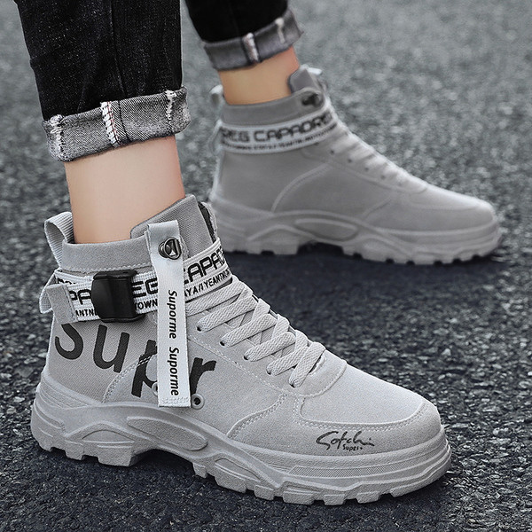 Öko velúrból készült magasszárú férfi tornacipő