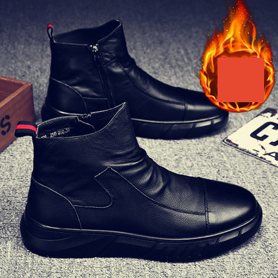 Lapos talpú, fekete színű férfi bőrcsizma új modellje