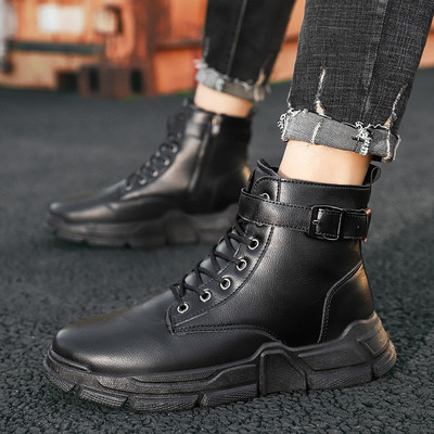 Ανδρικές έκο δερμάτινες μπότες με αγκράφα