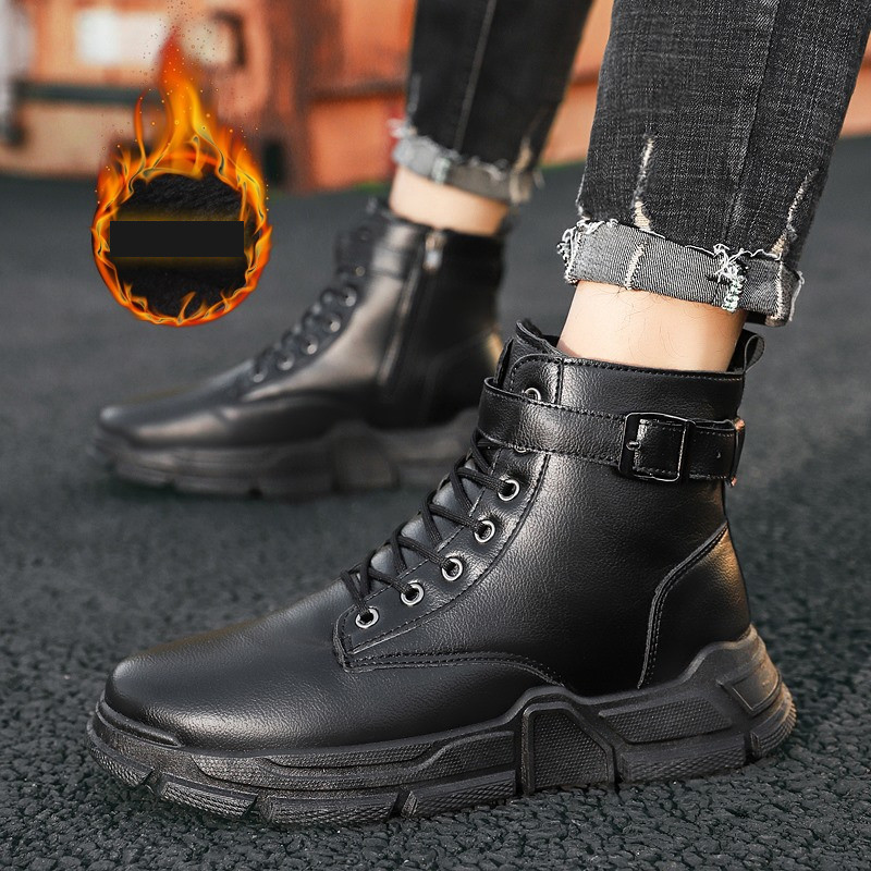 Ανδρικές έκο δερμάτινες μπότες με αγκράφα