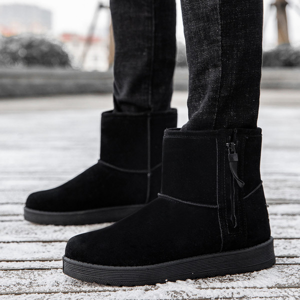 Férfi téli csizma öko velúrból, cipzárral