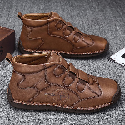 Férfi eko bőr csizma lapos talppal