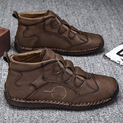 Férfi eko bőr csizma lapos talppal