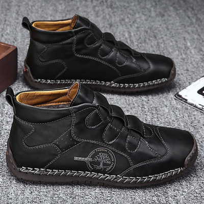 Férfi eko bőr csizma lapos talppal