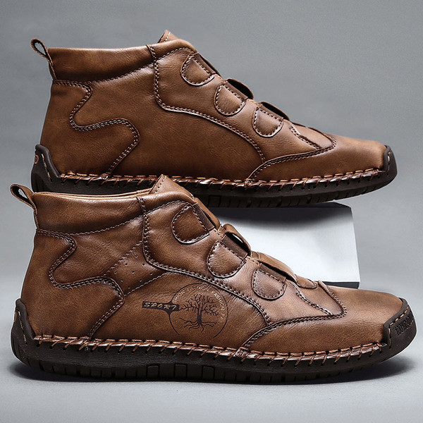 Férfi eko bőr csizma lapos talppal