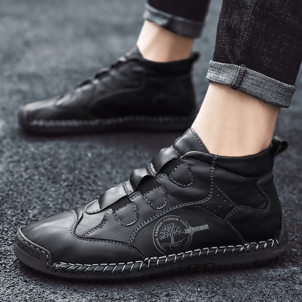 Férfi eko bőr csizma lapos talppal