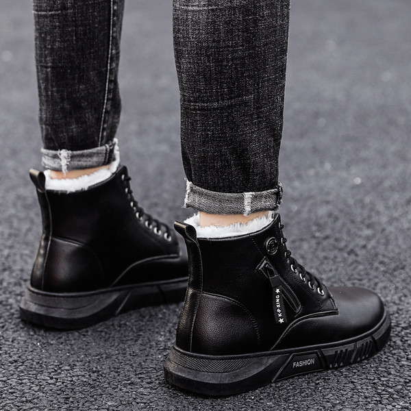 Férfi eco bőr csizma fűzővel