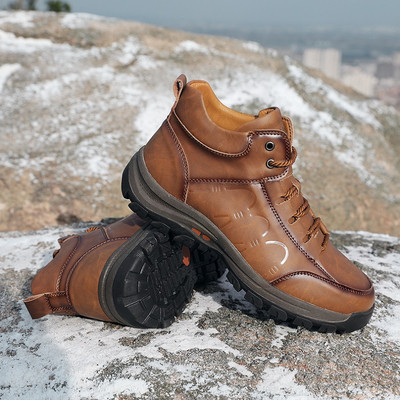 Ανδρικές έκο δερμάτινες μπότες με κορδόνια και επίπεδη σόλα