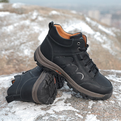 Ανδρικές έκο δερμάτινες μπότες με κορδόνια και επίπεδη σόλα