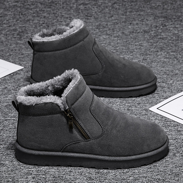 Ανδρικές χειμερινές μπότες από οικολογικό σουέτ με ζεστή επένδυση και φερμουάρ