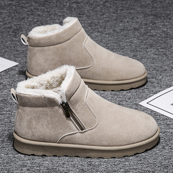 Ανδρικές χειμερινές μπότες από οικολογικό σουέτ με ζεστή επένδυση και φερμουάρ