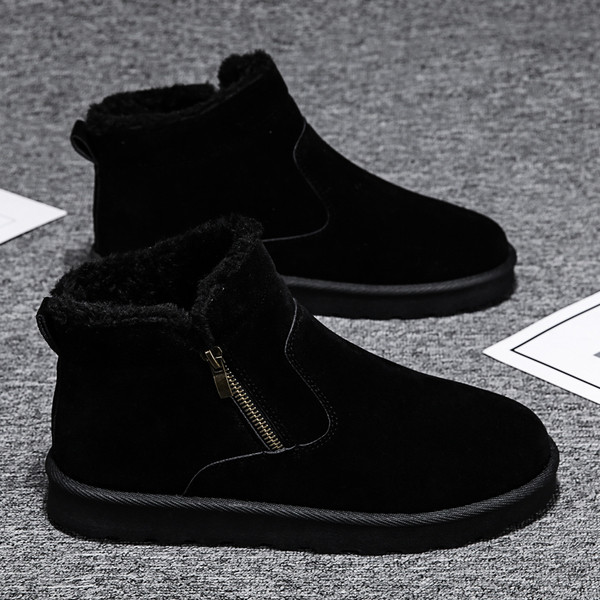 Ανδρικές χειμερινές μπότες από οικολογικό σουέτ με ζεστή επένδυση και φερμουάρ