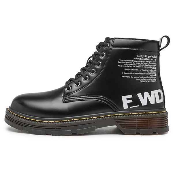 Férfi eco bőr csizma fűzővel, feliratokkal