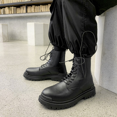 Ανδρικά έκο δερμάτινα παπούτσια με κορδόνια σε μαύρο χρώμα