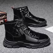 Ανδρικά χειμερινά παπούτσιαλουστρίν σε μαύρο χρώμα