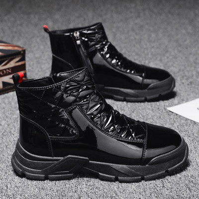 Ανδρικά χειμερινά παπούτσιαλουστρίν σε μαύρο χρώμα