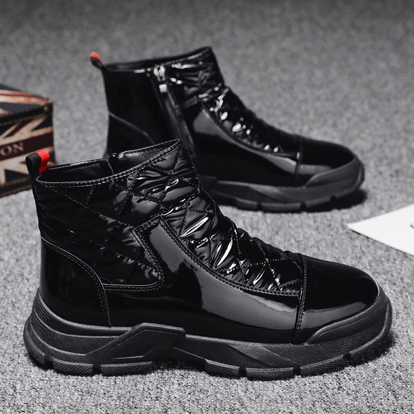 Ανδρικά χειμερινά παπούτσιαλουστρίν σε μαύρο χρώμα