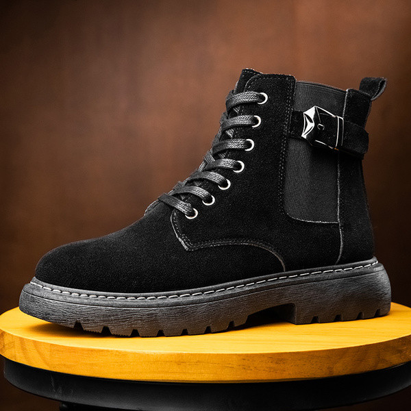 Muške casual cipele od eko brušene kože s vezicama i ravnim potplatom