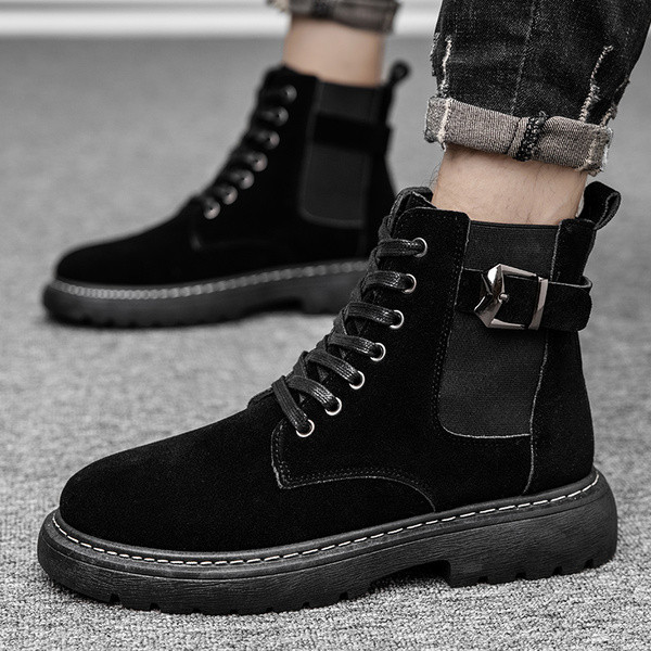 Muške casual cipele od eko brušene kože s vezicama i ravnim potplatom