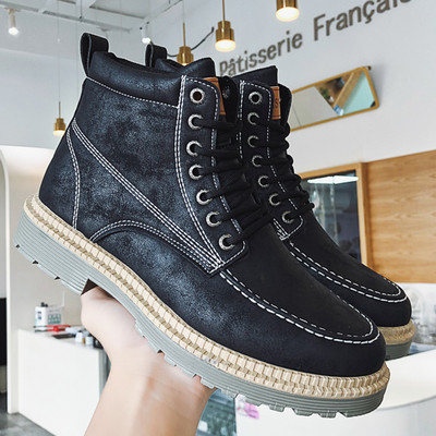 Ανδρικές μπότες casual με μαλακή επένδυση και κορδόνια