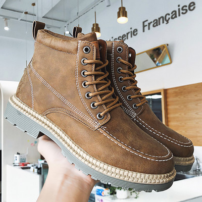 Ανδρικές μπότες casual με μαλακή επένδυση και κορδόνια