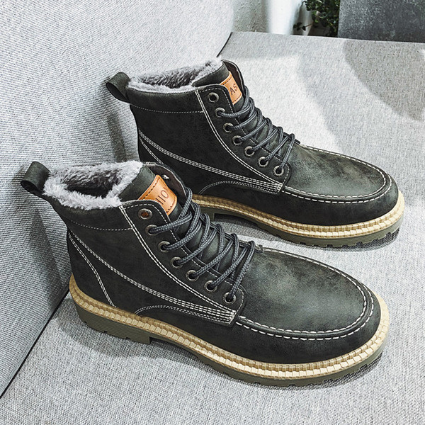 Ανδρικές μπότες casual με μαλακή επένδυση και κορδόνια