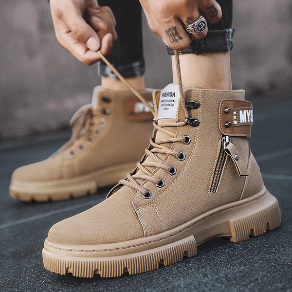 Új modell alkalmi férfi csizmák durva talppal és cipzárral