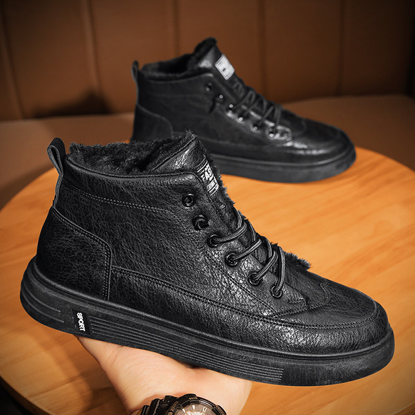 Alkalmi férfi cipő lapos talppal és meleg béléssel