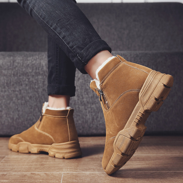 Öko velúrból készült téli férfi csizma béléssel