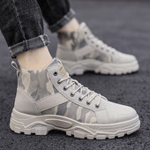 Férfi csizma fűzővel, terepszínű mintával