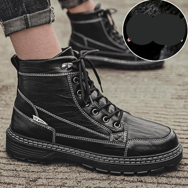 Νέο μοντέλο ανδρικές μπότες από οικολογικό δέρμα με κορδόνια