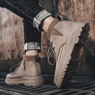 Férfi bőr zoknis csizma