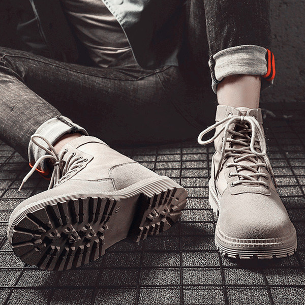 Férfi csizma textil fűzővel