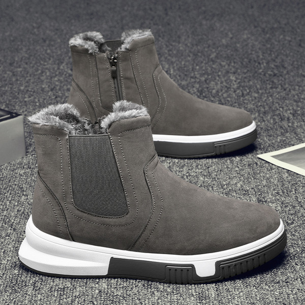 Ανδρικές μπότες casual από οικολογικό σουέτ με επίπεδη σόλα και ζεστή επένδυση