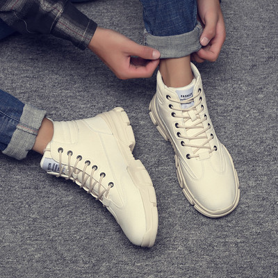 Eko bőrből készült alkalmi férfi csizma fűzővel