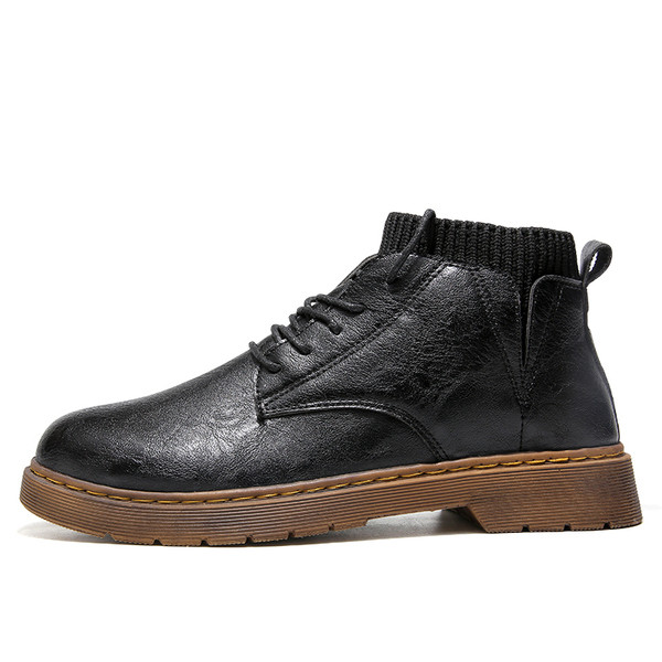 Ανδρικές έκο δερμάτινες μπότες με σόλα και κορδόνια