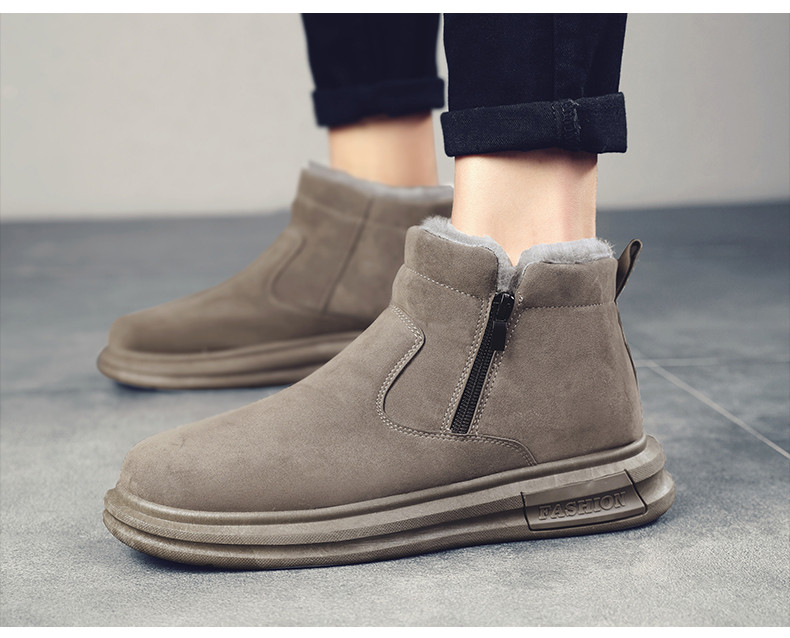 Férfi velúr csizma cipzárral és puha béléssel