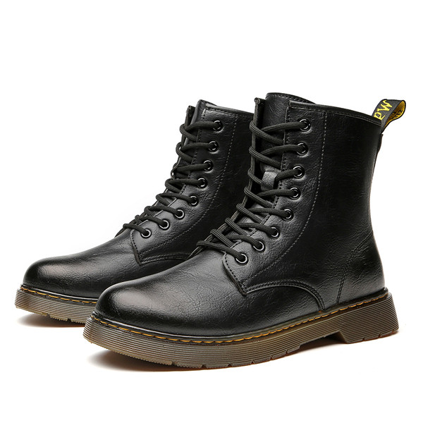 Μοντέρνες ανδρικές μπότες τύπου αρβίλας από οικολογικό δέρμα με κορδόνια