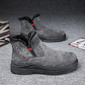 Öko velúrból készült férfi alkalmi csizma meleg béléssel