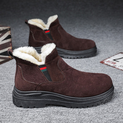 Öko velúrból készült férfi alkalmi csizma meleg béléssel