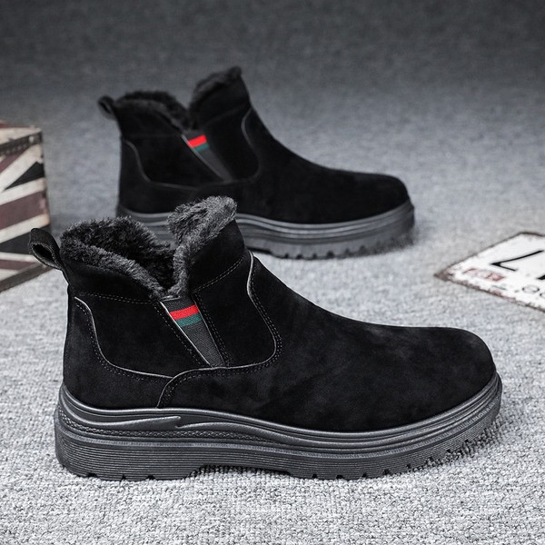 Öko velúrból készült férfi alkalmi csizma meleg béléssel