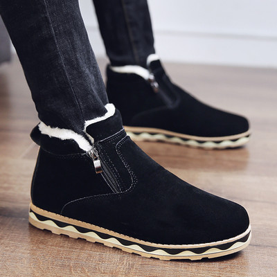 Ανδρικές μπότες σουέτ με φερμουάρ και ζεστή επένδυση