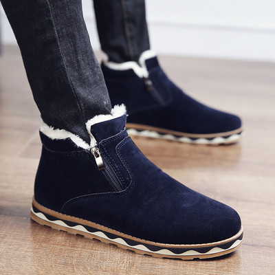 Ανδρικές μπότες σουέτ με φερμουάρ και ζεστή επένδυση