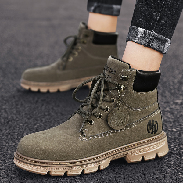 Öko-nahast valmistatud vabaaja meeste saapad paelte ja kareda tallaga