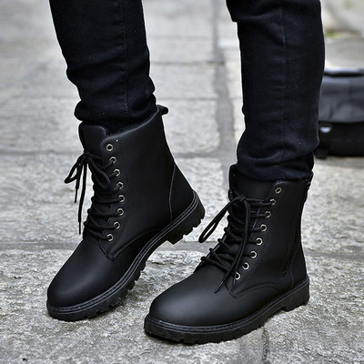 Férfi eco bőr csizma fűzővel