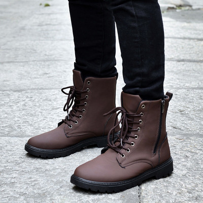 Férfi eco bőr csizma fűzővel